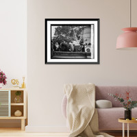 Historic Framed Print, Daughters of 1812 at Farragut statue, May Day, 10/27/24,  17-7/8" x 21-7/8"
