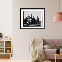 Historic Framed Print, Pres. & Mrs. Coolidge and Capt. Andrews at Bowling Field, 11/25/24,  17-7/8" x 21-7/8"