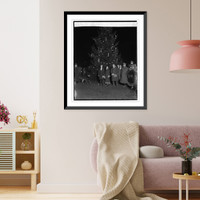 Historic Framed Print, Pres. Coolidge lights community Xmas tree, 12/24/24,  17-7/8" x 21-7/8"