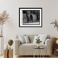 Historic Framed Print, Pres. & Mrs. Coolidge at Central Pres. church, 1/25/25,  17-7/8" x 21-7/8"