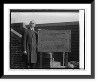 Historic Framed Print, Rev. J.H. Taylor with Wilson memorial tablet, 1/25/25,  17-7/8" x 21-7/8"