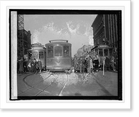 Historic Framed Print, Crowd entering street car,  17-7/8" x 21-7/8"