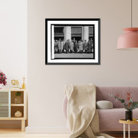 Historic Framed Print, Shriners meet Mayor Kendrick at station, [5/2/25],  17-7/8" x 21-7/8"