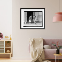 Historic Framed Print, Children present Mrs. Coolidge with flowers, [5/1/25],  17-7/8" x 21-7/8"