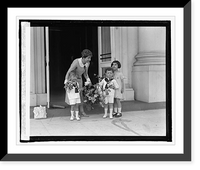 Historic Framed Print, Children present Mrs. Coolidge with flowers, [5/1/25],  17-7/8" x 21-7/8"