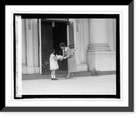 Historic Framed Print, Peggy Kahn presents Mrs. Coolidge with cake, 5/1/25,  17-7/8" x 21-7/8"