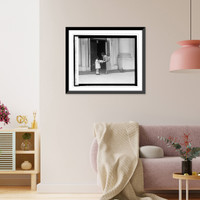 Historic Framed Print, Peggy Kahn presents Mrs. Coolidge with cake, 5/1/25,  17-7/8" x 21-7/8"