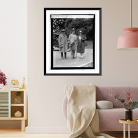 Historic Framed Print, Sen. Ernst with son & daughter in law, Mr. & Mrs. W. Ernst, 5/7/25,  17-7/8" x 21-7/8"