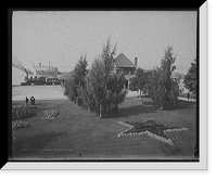 Historic Framed Print, [Pere Marquette] R.R. station and [Railroad] Park, Petoskey, Mich.,  17-7/8" x 21-7/8"