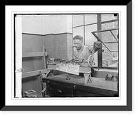 Historic Framed Print, Bu. of Standards, P.H. Nickel with beef chewing machine, 6/10/25,  17-7/8" x 21-7/8"