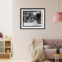 Historic Framed Print, Countess Szechenye and daughter Sylvia, Garden party, Mt. Alton, 5/27/25,  17-7/8" x 21-7/8"