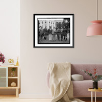 Historic Framed Print, Coolidge with Secret Flight Committee, 6/19/25,  17-7/8" x 21-7/8"