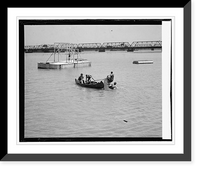 Historic Framed Print, Canoe tilting, Moose Field Day, Arlington Beach, 8/22/25,  17-7/8" x 21-7/8"