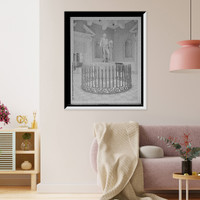 Historic Framed Print, Statue of Washington by Houdon, Capitol building, Richmond, Va.,  17-7/8" x 21-7/8"
