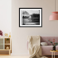 Historic Framed Print, Chief Two-Moon and bus, 12/1/25,  17-7/8" x 21-7/8"