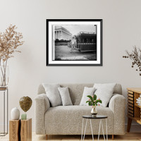 Historic Framed Print, Chief Two-Moon and bus, 12/1/25,  17-7/8" x 21-7/8"