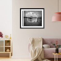 Historic Framed Print, Reflection Pool, ice skating, 12/28/25,  17-7/8" x 21-7/8"