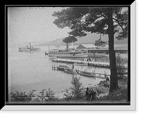Historic Framed Print, Departing steamer, Fort William Henry Hotel, Lake George, N.Y.,  17-7/8" x 21-7/8"