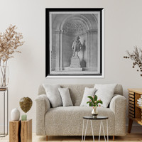 Historic Framed Print, Statue of Sir Henry Vane, Boston Public Library,  17-7/8" x 21-7/8"