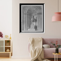 Historic Framed Print, Statue of Sir Henry Vane, Boston Public Library,  17-7/8" x 21-7/8"