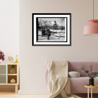 Historic Framed Print, Coolidge looking over repairs at W.H., [3/15/27],  17-7/8" x 21-7/8"