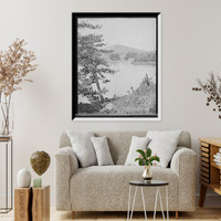 Historic Framed Print, Hiawatha Lodge and Panther Mountain from Spectacle Lake [i.e. Ponds],  17-7/8" x 21-7/8"