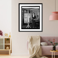 Historic Framed Print, Miss Juliet Thompson & portrait of Mrs. Coolidge, 2/8/27,  17-7/8" x 21-7/8"