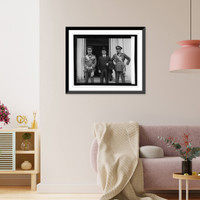 Historic Framed Print, Comdi de Pinedo, Nobile Giacomo de Martino, Comdi Silvio Scaroni, 4/20/24,  17-7/8" x 21-7/8"