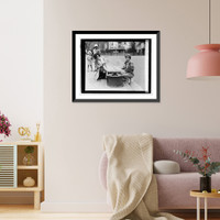 Historic Framed Print, Ducks in watering trough, 4/21/27 - 2,  17-7/8" x 21-7/8"