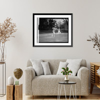 Historic Framed Print, Secty. Stimson, tennis, 4/30/29,  17-7/8" x 21-7/8"