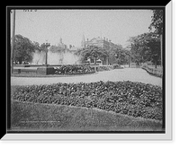 Historic Framed Print, Fountain and Elks Temple, Pittsburgh, Pa.,  17-7/8" x 21-7/8"