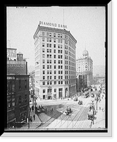 Historic Framed Print, Diamond [National] Bank and Wabash terminal, Pittsburgh, Pa.,  17-7/8" x 21-7/8"