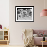 Street scene: bike, cart near laundry, Historic Reproduction
