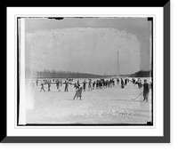Historic Framed Print, [People ice skating, Washington Monument in background],  17-7/8" x 21-7/8"