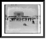 Historic Framed Print, [People ice skating in front of Lincoln Memorial],  17-7/8" x 21-7/8"