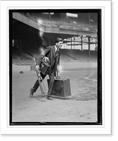 Man in suit carrying equipment cases in stadium - 2, Historic Reproduction