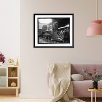 Historic Framed Print, [Train in station],  17-7/8" x 21-7/8"