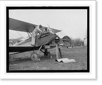 Historic Framed Print, [Men examining airplane engine],  17-7/8" x 21-7/8"