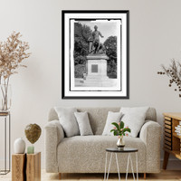 Historic Framed Print, Lincoln stature,  17-7/8" x 21-7/8"