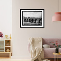 Historic Framed Print, Bridge construction, Tegucigalpa & Comayaguela, Honduras,  17-7/8" x 21-7/8"