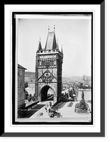 Prag., Austria. Old town bridge tower, Antique Print