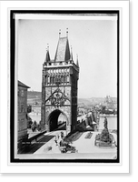 Prag., Austria. Old town bridge tower, Antique Print