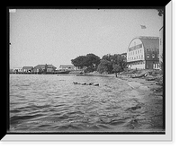 Historic Framed Print, Gem Theatre and boat landing, Peak's [i.e. Peak] Island, Portland harbor, Me.,  17-7/8" x 21-7/8"