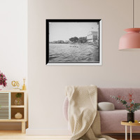 Historic Framed Print, Gem Theatre and boat landing, Peak's [i.e. Peak] Island, Portland harbor, Me.,  17-7/8" x 21-7/8"