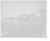 Historic Framed Print, Gem Theatre and boat landing, Peak's [i.e. Peak] Island, Portland harbor, Me.,  17-7/8" x 21-7/8"