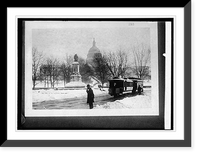 Historic Framed Print, Capitol & Peace monument snow,  17-7/8" x 21-7/8"