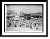 Historic Framed Print, Palestine, Moslem [Muslim] Pilgrims at the Kaaba, sacred shrine in holy city of Mecca,  17-7/8" x 21-7/8"