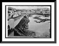 Historic Framed Print, Spain, waterfront at Delgada, in the Azores,  17-7/8" x 21-7/8"