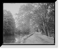 Historic Framed Print, Yaddo, home of Spencer Trask, lower lake and drive, Saratoga Springs, N.Y.,  17-7/8" x 21-7/8"