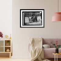 Historic Framed Print, Germany. Street sweepers taking lunchtime nap,  17-7/8" x 21-7/8"